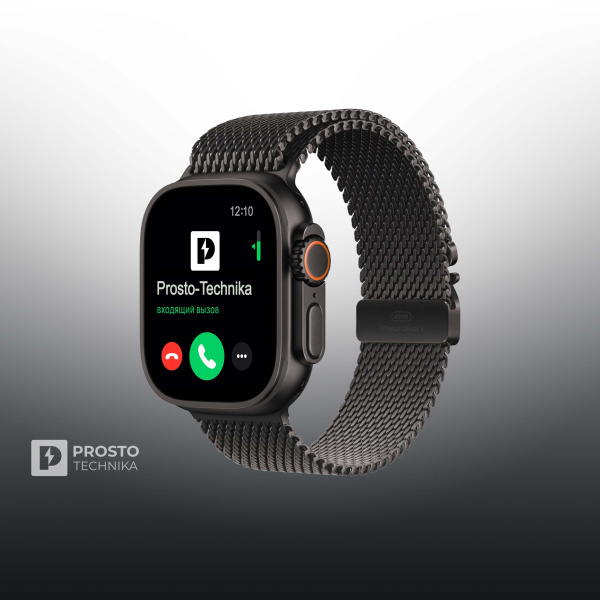 Часы Apple Watch Ultra 2, 49 мм, титан чёрного цвета, миланский сетчатый браслет (2024) M